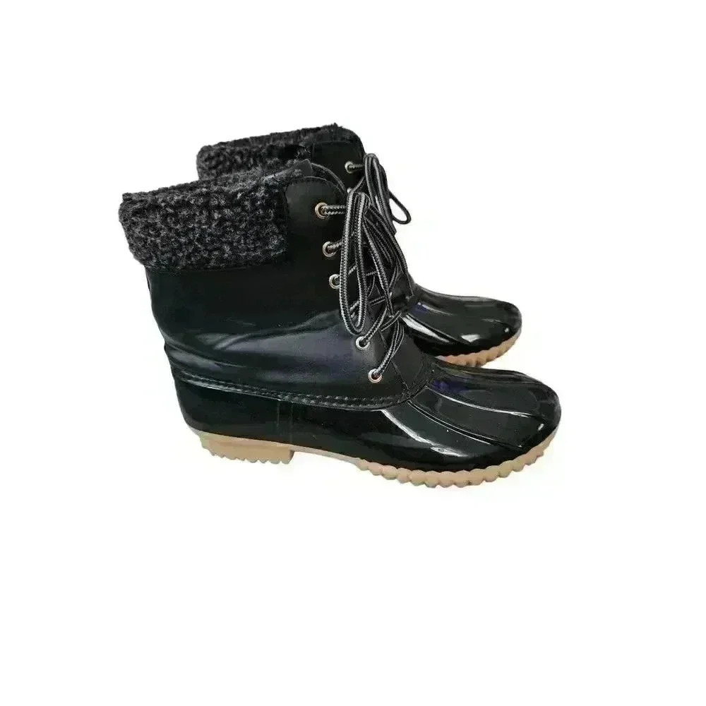Nature Breeze Womens Winter Boots Mid Calf Waterproof Faux Fur Black Size 3